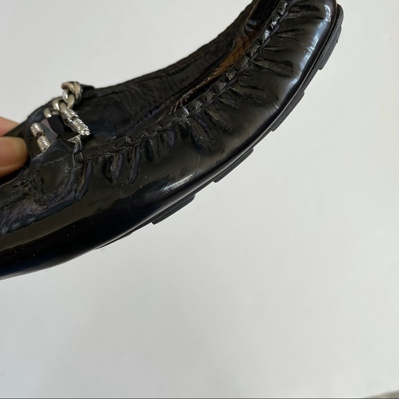 Stuart Weitzman Black Slip On Chain Link Loafer Mules 8 - Picture 10 of 10